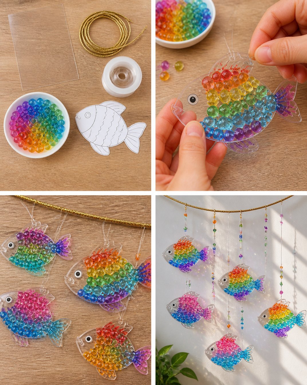 Rainbow Crystal Fish Suncatcher Mobile