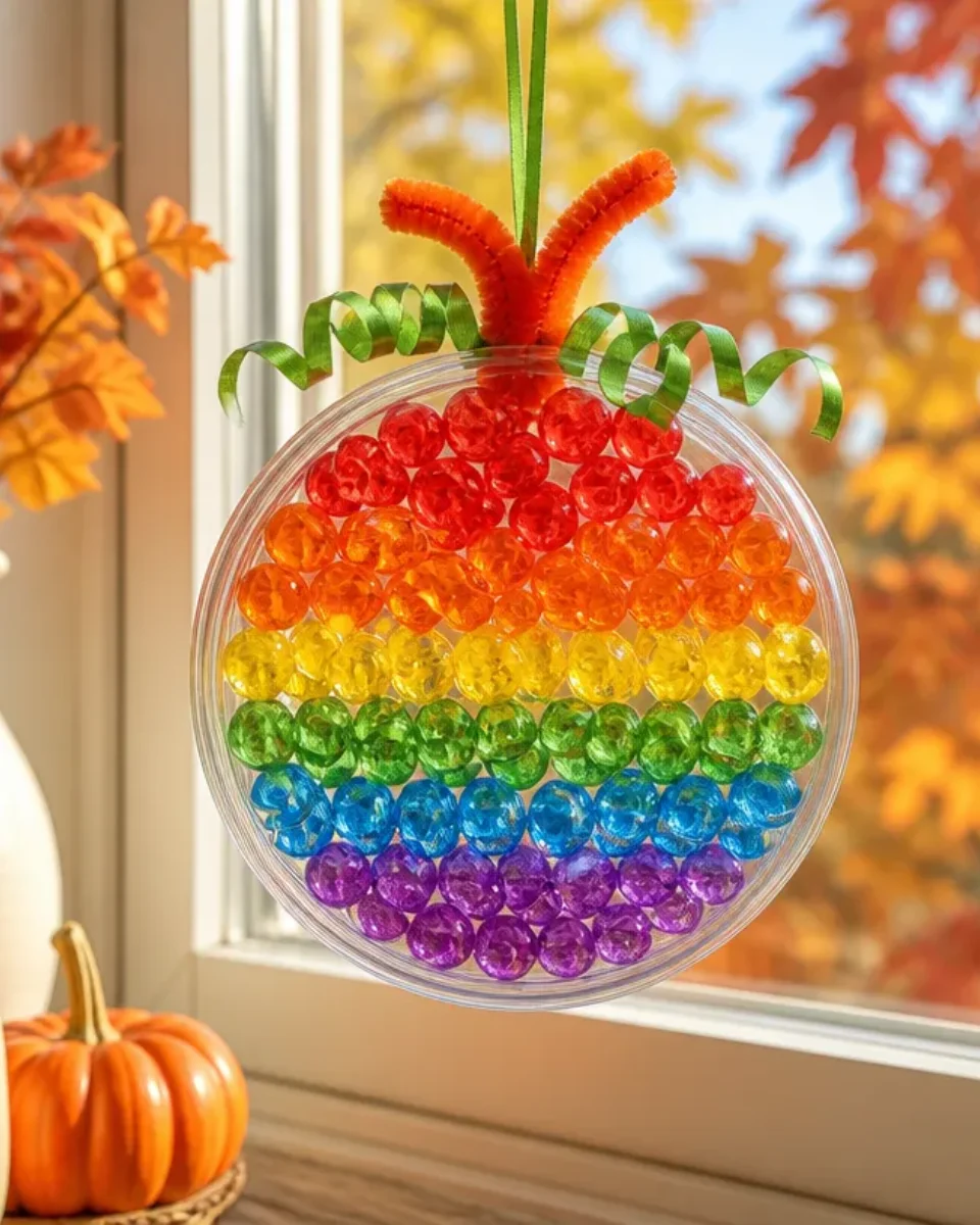 Rainbow Crystal Pumpkin Suncatcher for Fall Decor