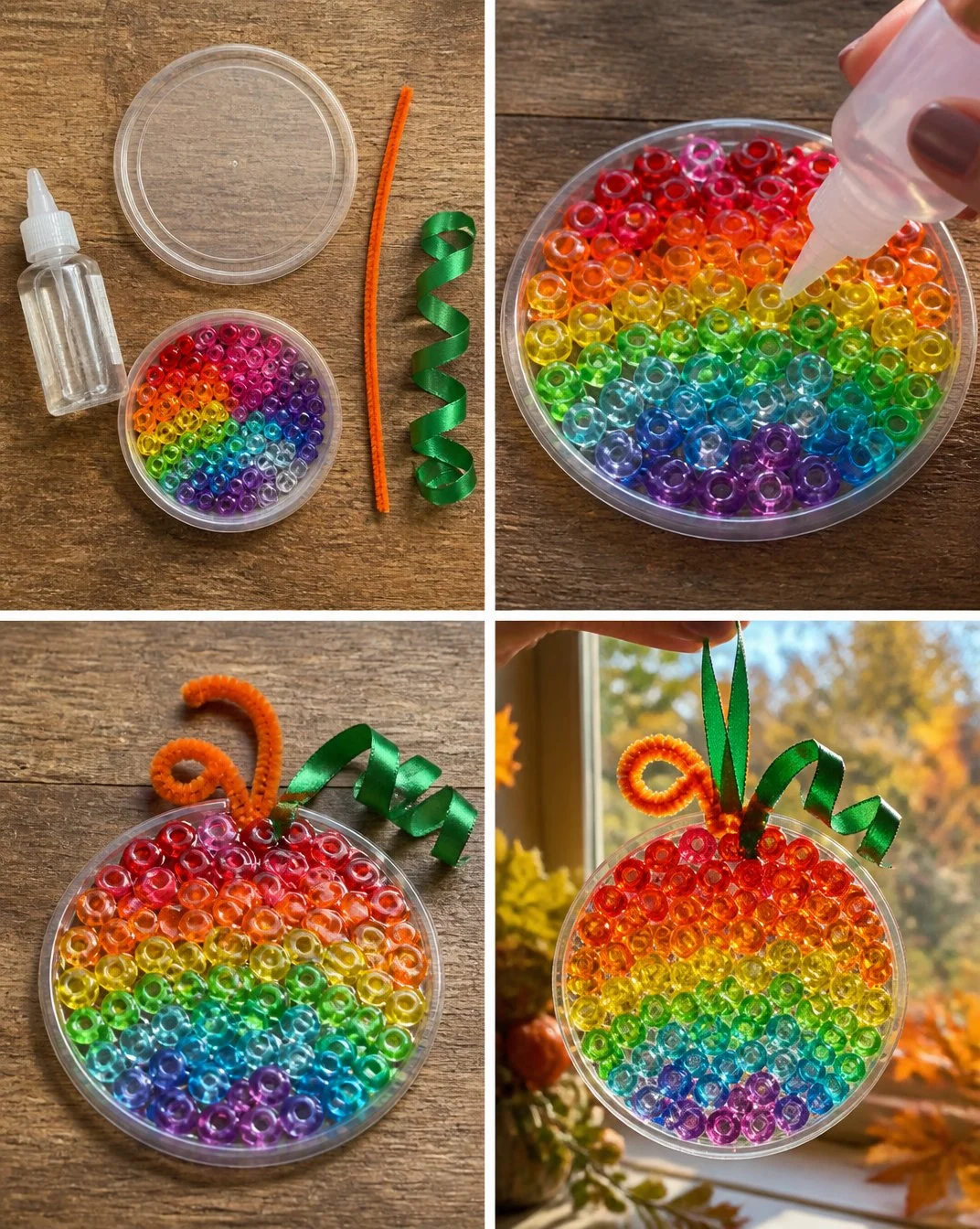 Rainbow Crystal Pumpkin Suncatcher Craft for Fall Decor