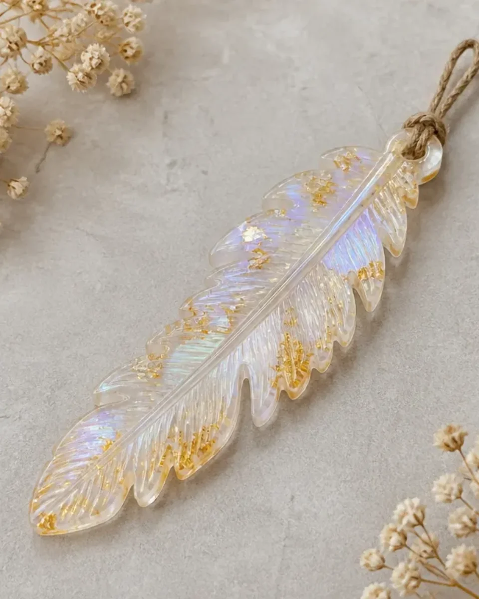 Resin Crystal Feather Wall Decor