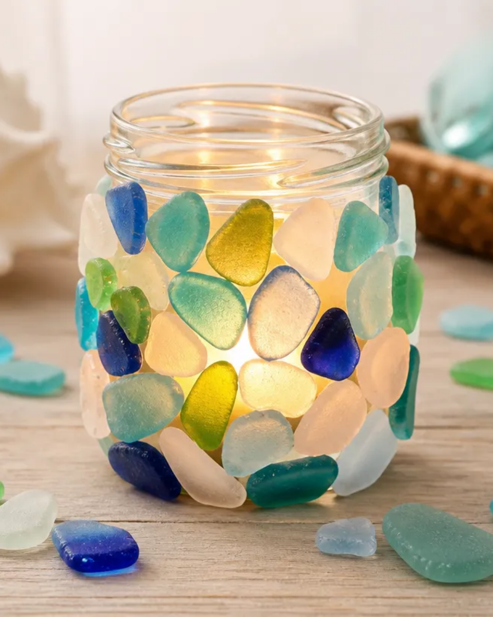 Sea Glass Candle Holder DIY for Coastal Decor
